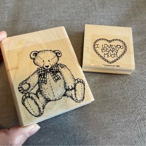 Teddy Bear Rubber Stamps, Bear Stamp, Wooden Stamps, Stationery Stamp, Scrapbook